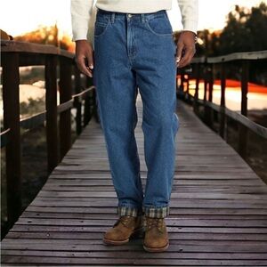 LL Bean Mens Double L Flannel Lined Stonewashed Jeans Size 35x28 Natural Fit NWT